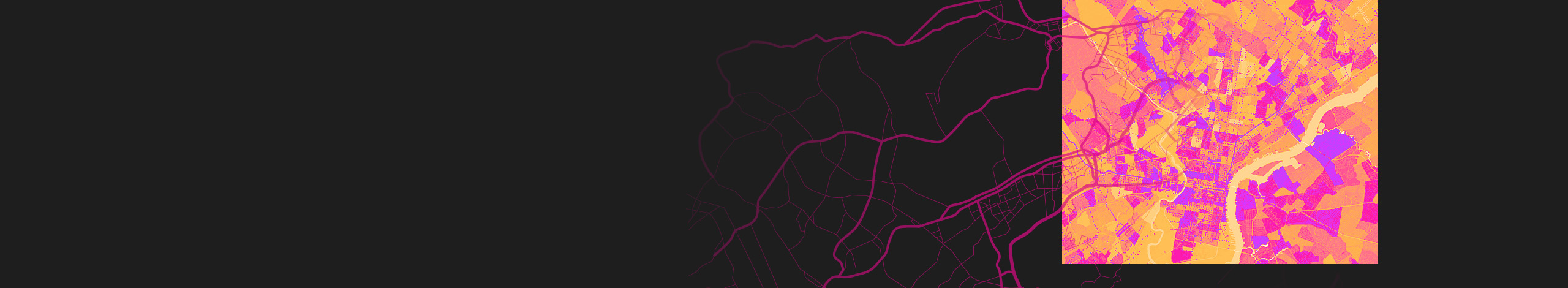 An abstract visualization of map-like lines in green and yellow hues against a dark black background. 