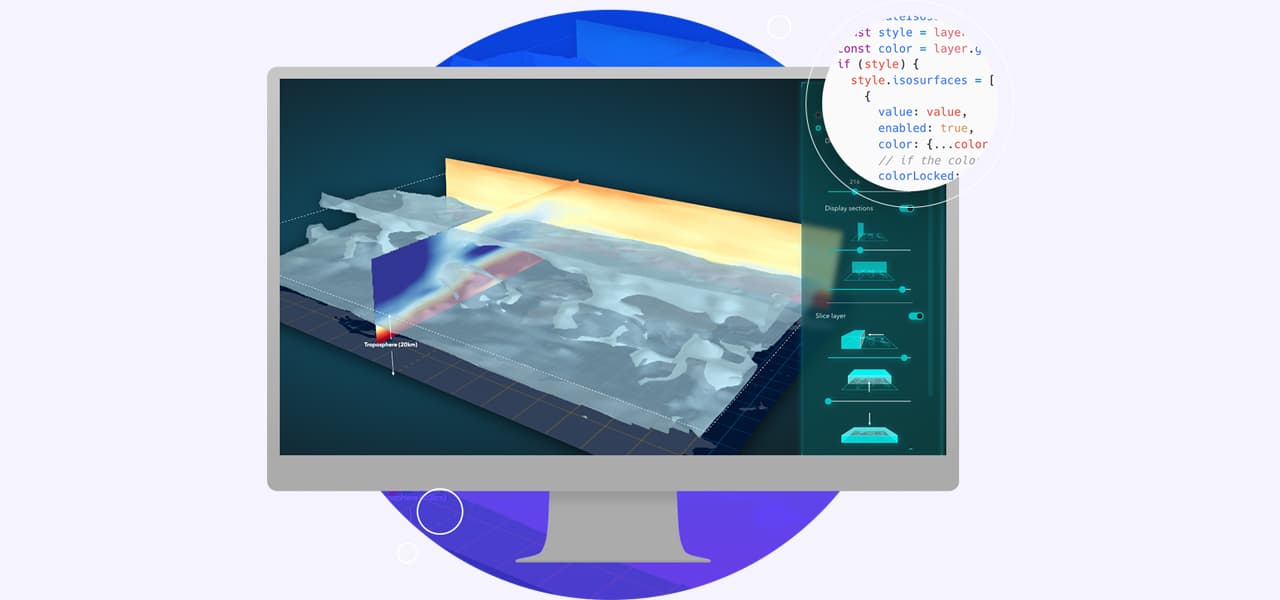 Monitor di un computer che visualizza una mappa 3D di una sentiero di montagna con grafici lineari inseriti che mostrano l'elevazione verticale