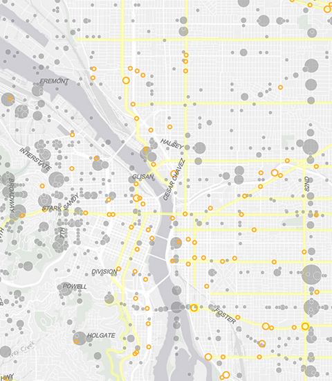 Mappa che mostra la crescita e le perdite di posti di lavoro