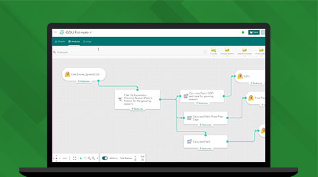 Grafica di un monitor laptop che mostra un diagramma di flusso su sfondo verde