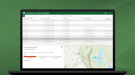 Dashboard di una mappa che tiene traccia di attività illegali