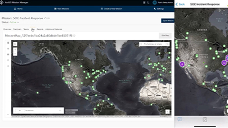 Dashboard che mostra il tracciamento delle operazioni antincendio dal vivo. 