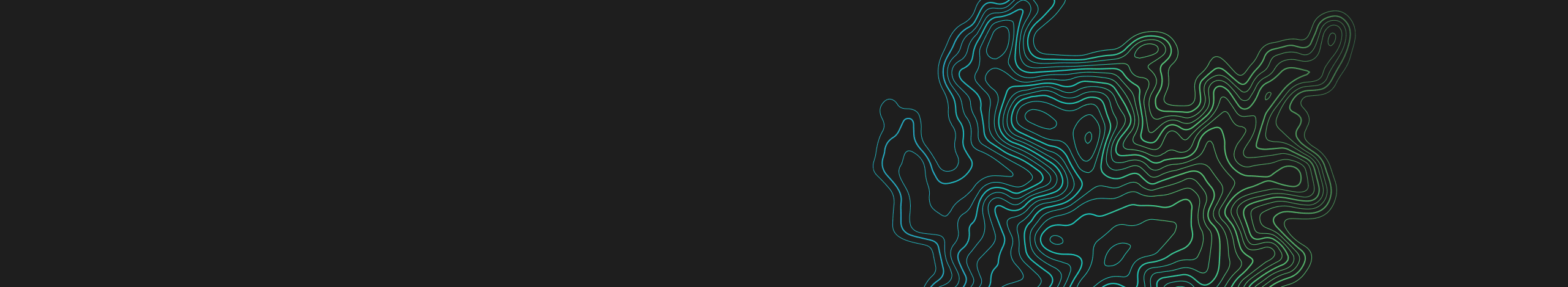 An abstract design featuring topographic contour lines in gradient shades of green and blue.