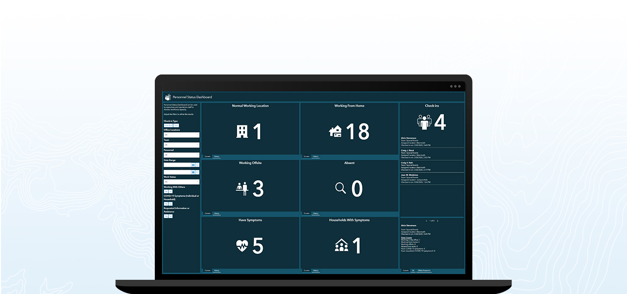 Laptop showing a dashboard displaying workforce information