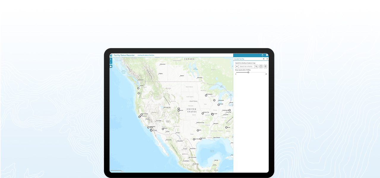 Map showing facility locations in the United States