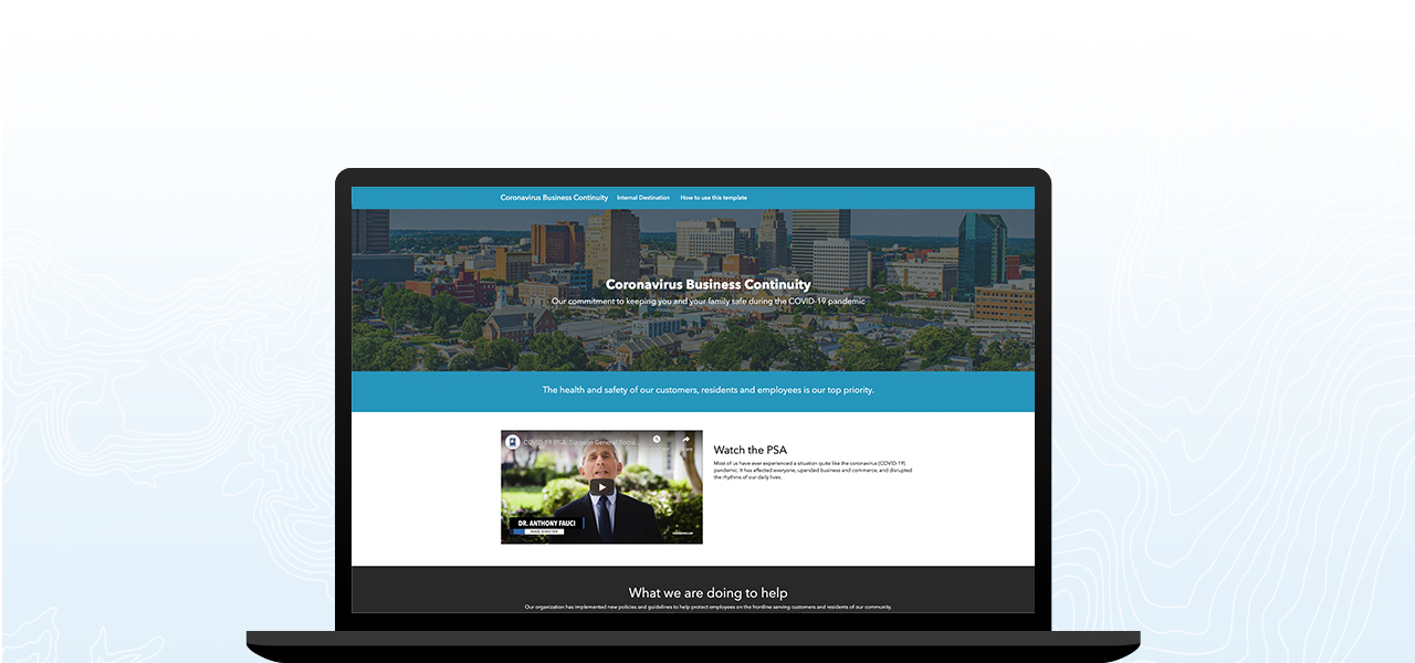 Example website sharing COVID-19 business continuity information
