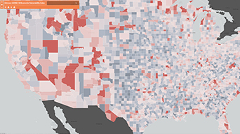 Map of the United States showing blocks in various colors