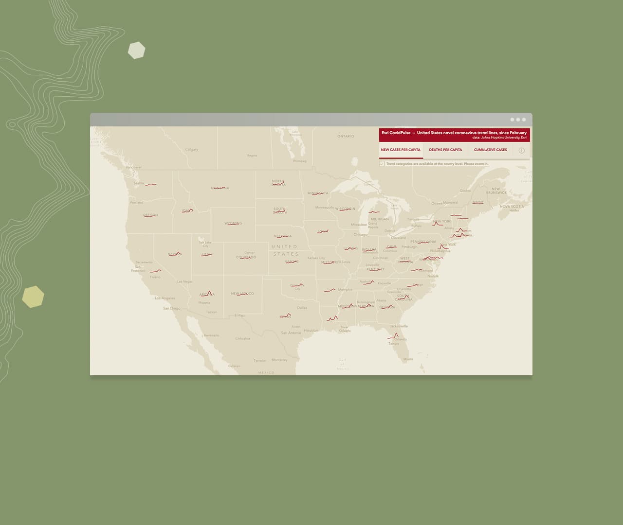 Large beige map of the United States with red lines drawn over various states