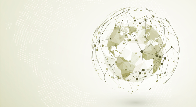 Globe with network connection lines